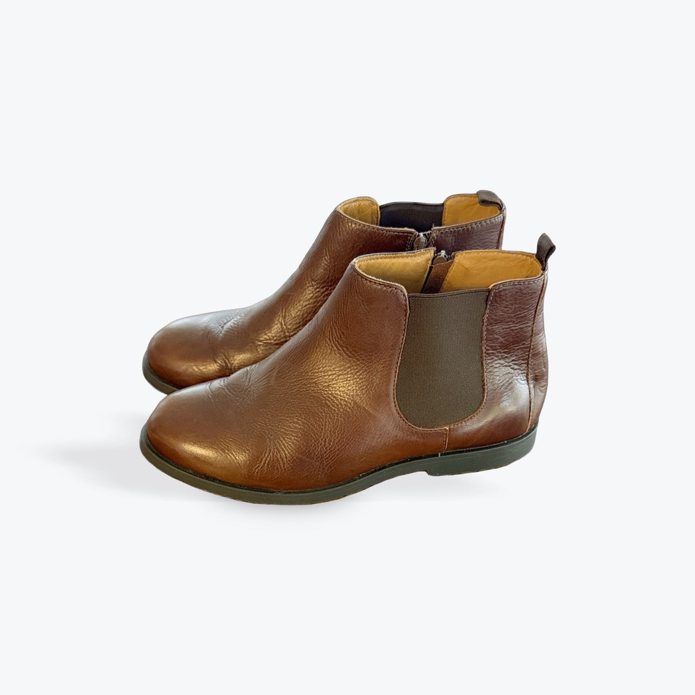 Flag‎ Ltd Womens Brown Pebbled Leather Ankle Boots Side Zip Chelsea 6M 334FY0004